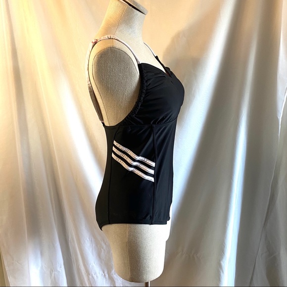 Adidas One Piece 3 Stripe Swimsuit Bathing Suit - Picture 2 of 14